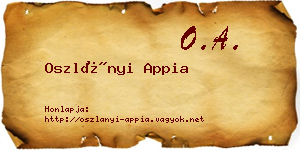 Oszlányi Appia névjegykártya